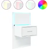 vidaXL Table de chevet murale avec lumières LED blanc