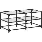 vidaXL Table basse avec plateau en verre Transparent 98,5x50x45 cm Acier