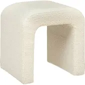 Atmosphera Pouf en tissu à bouclettes "Servi" - Blanc cassé - L 41 x P 35,5 x H 43 cm