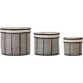 Bloomingville Panier Islim Avec Couvercle | Noir | Feuille De Palmier | 82050352