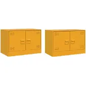 vidaXL Armoires TV 2 pcs jaune moutarde 67x39x44 cm acier