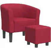vidaXL Chaise cabriolet avec repose-pied rouge bordeaux tissu