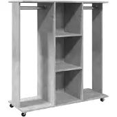 vidaXL Portemanteau avec roulettes gris béton 102x38x110 cm Bois composite