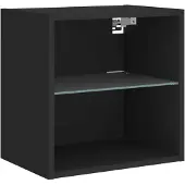 vidaXL Table de nuit murale avec lampes LED Noir