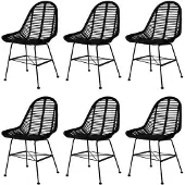 vidaXL Chaise de salle à manger 6 pcs. noir naturel rotin