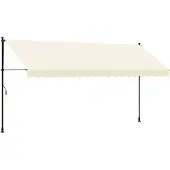 vidaXL Marquise rétractable Crème 400x150 cm Tissu et acier