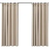 vidaXL Rideaux occultants aspect lin et crochets 2 pcs beige 140x175cm