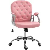 Vinsetto Chaise de bureau ergonomique , fauteuil de direction, dossier rembourré, rose