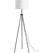 HOMCOM Lampadaire Lampadaire E27, acier+polyester, 37x37x152cm (noir+blanc)