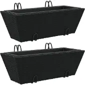 vidaXL Jardinières avec crochets 2 pcs noir résine tressée
