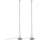 QAZQA Ensemble de 2 lampadaires modernes LED chrome - Line-up