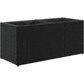 vidaXL Lit surélevé avec 2 compartiments noir 72x30x32 cm Poly rotin