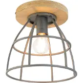 QAZQA Plafonnier intelligent gris foncé avec bois, avec WiFi E27 - Arthur
