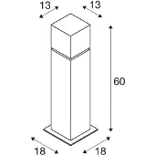 SLV Square Pole 60 Lampadaire en acier inoxydable brossé Abat-jour acrylique blanc E27