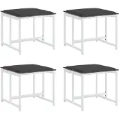 vidaXL Tabourets de jardin avec coussins 4pcs blanc acier et textilène