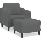 vidaXL Fauteuil avec pouf gris foncé 60 cm Tissu