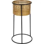 Mauro Ferretti Vase En Métal Doré Avec Base Noire Ø 25x50 Cm