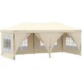 vidaXL Tente de réception pliante avec parois latérales Crème 3x6 m