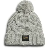 Superdry Femme Tricoté Torsade Bonnet En Maille, Gris