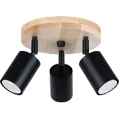 Sollux Plafonnier VERDO 3P noir 3xGU10 10W acier/bois 17x33x33cm