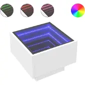 vidaXL Table de chevet avec LED infini blanc 40x40x30 cm