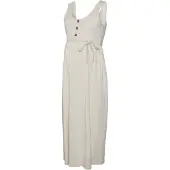 Mamalicious Evi Lia Ankle Sleeveless Midi Dress Beige L Femme