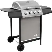 vidaXL Gas grill mit 4 Brennern Schwarz und Silber gefärbt