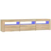 vidaXL Armoire TV avec lampes LED Chêne Sonoma 180x35x40 cm