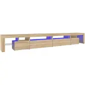 vidaXL Armoire TV avec lampes LED Chêne Sonoma 290x36,5x40 cm
