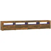 vidaXL Armoire TV avec lampes LED chêne fumé 240x35x40 cm
