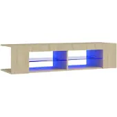 vidaXL Armoire TV avec lampes LED Chêne Sonoma 135x39x30 cm