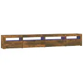 vidaXL Armoire TV avec lampes LED chêne fumé 270x35x40 cm
