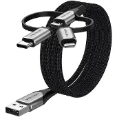 Vention Câble USB 2.0 A mâle vers 3-en-1 Micro-B & USB-C & Lightning mâle, 1 m, gris, aluminium, type...
