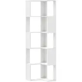 vidaXL Bibliothèque d'angle à 5 niveaux blanc bois d'ingénierie
