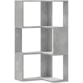 vidaXL Bibliothèque d'angle à 3 niveaux gris béton bois d'ingénierie