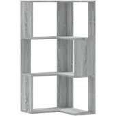 vidaXL Bibliothèque d'angle à 3 niveaux sonoma gris bois d'ingénierie
