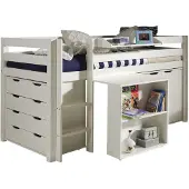 XL mobler Lit mi-hauteur Charlotte avec bureau, commode et chiffonnier - blanc