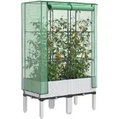 vidaXL Lit surélevé avec serre aspect rotin 80x40x140 cm