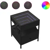 vidaXL Table de chevet avec LED infini noir 40x40x51 cm