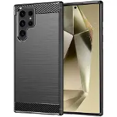 Techsuit - Carbon Silicone - Samsung Galaxy S24 Ultra - Black (Samsung Galaxy S24 Ultra), Coque pour téléphone portable, Noir