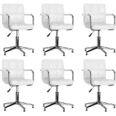 vidaXL Chaises de salle à manger 6 pcs. Pivotant Blanc Similicuir