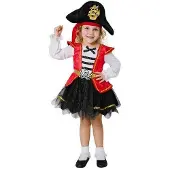 MOM Girl Caribbean Pirate Costume Rouge 12-24 Months Enfants