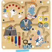 Vilac jeu d'adresse Labyrinthe magnétique cirque en bois massif – dès 3 ans, pour enfants, jouet de marque de qualité