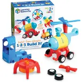 Learning Resources Ressources d'apprentissage 1-2-3 Construisez-la! Rocket-Train-Helicopter Toddler Building Building Toy 17 pices gs de 2 ans et multicolaire Le