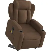 vidaXL Fauteuil de massage avec releveur Marron Tissu