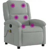 vidaXL Fauteuil de massage gris clair velours