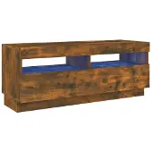 vidaXL Armoire TV avec lampes LED chêne fumé 100x35x40 cm