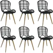 vidaXL Chaise de salle à manger 6 pcs. Rotin naturel noir