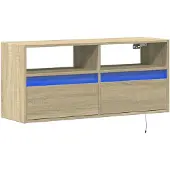 vidaXL Armoire TV murale avec éclairage LED Chêne Sonoma 100x31x45 cm