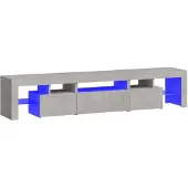 vidaXL Armoire TV avec lampes LED gris béton 200x36,5x40 cm